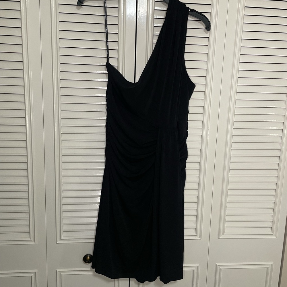 NWT Allen B one shoulder black dress size large